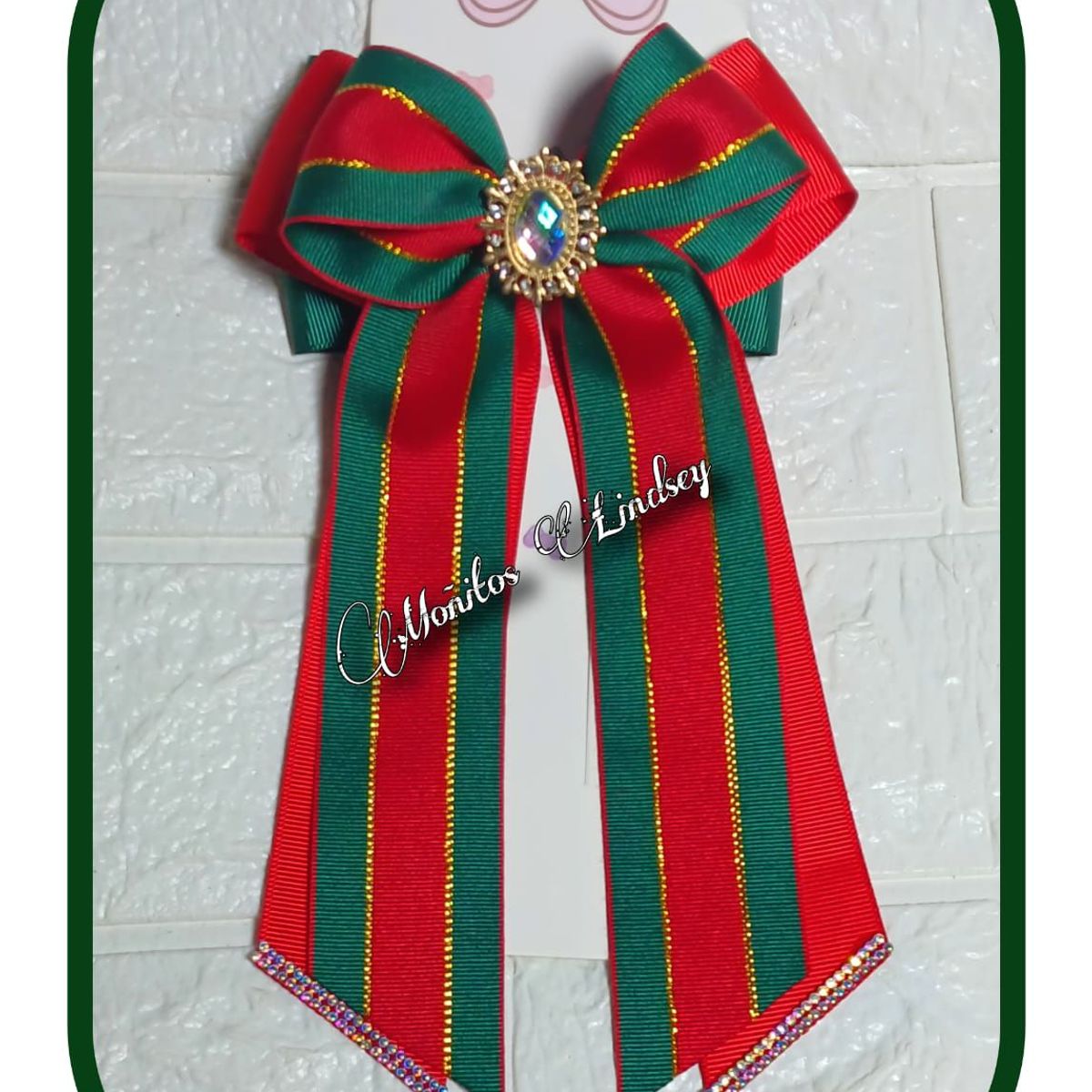 GENERICO - Lazo Coletero Rojo Verde - Moñitos Lindsey