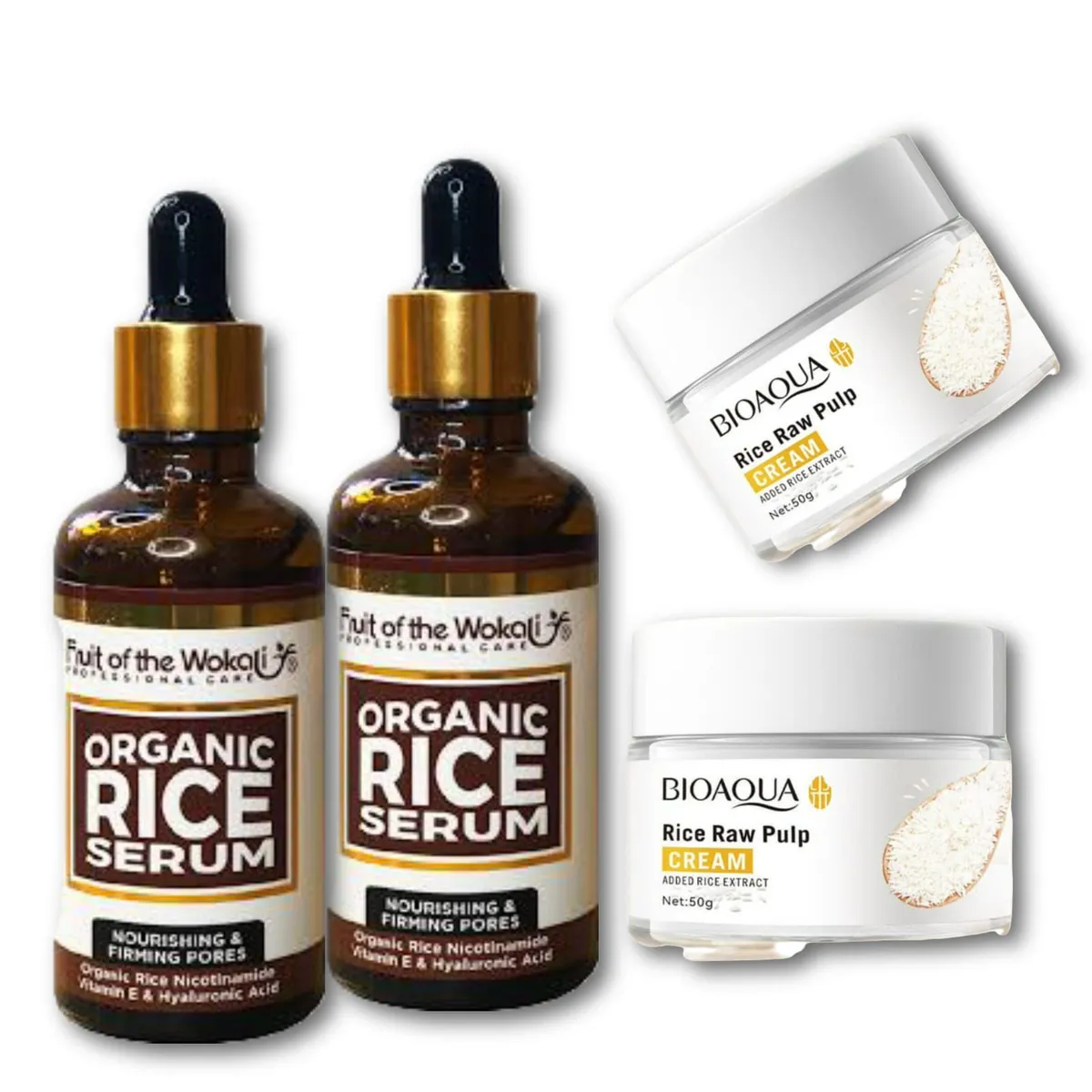 BIOAQUA - PACK 2 SERUM DE ARROZ ACLARANTE 50ML- 2  CREMA DE ARROZ ACLARANTE 50G