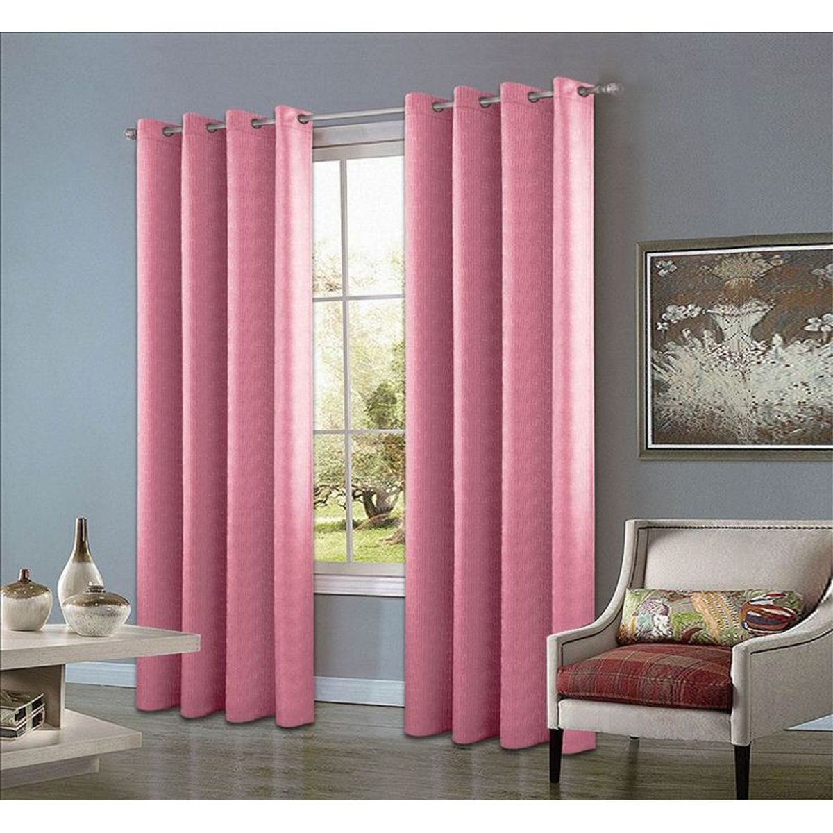CASATEX - Set de Cortinas JACQUARD Blackout Alto Relieve Brillo 150x250cm Salmon