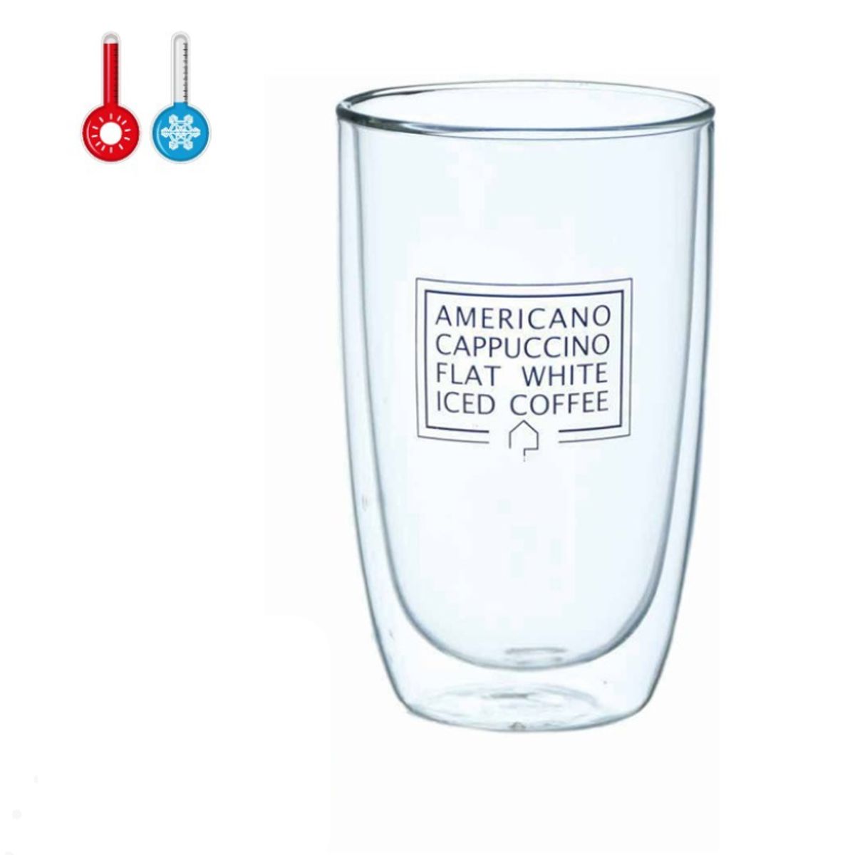 GENERICO - Vaso de doble pared en vidrio borosilicato 450 ml capuchino