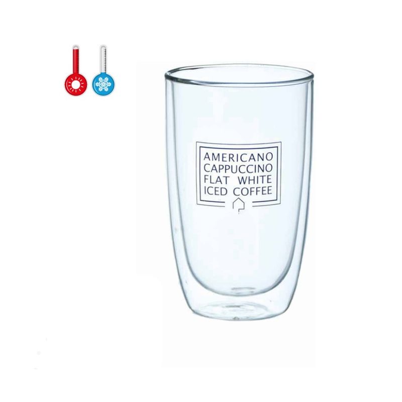 GENERICO - Vaso de doble pared en vidrio borosilicato 450 ml capuchino