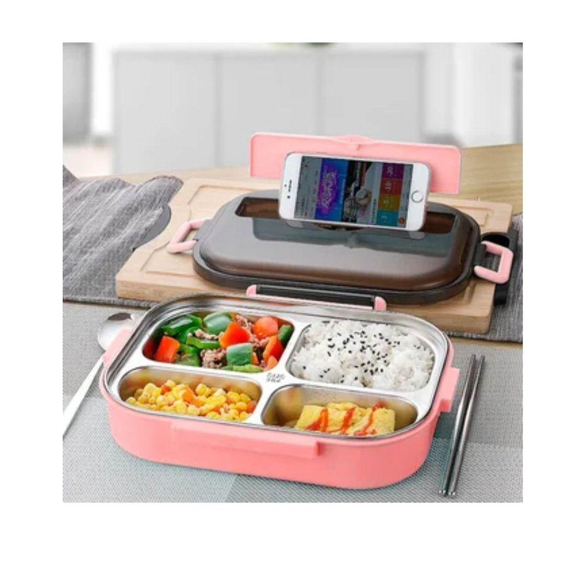 GENERICO - Fiambrera portátil de acero inoxidable 304 con Divisiones