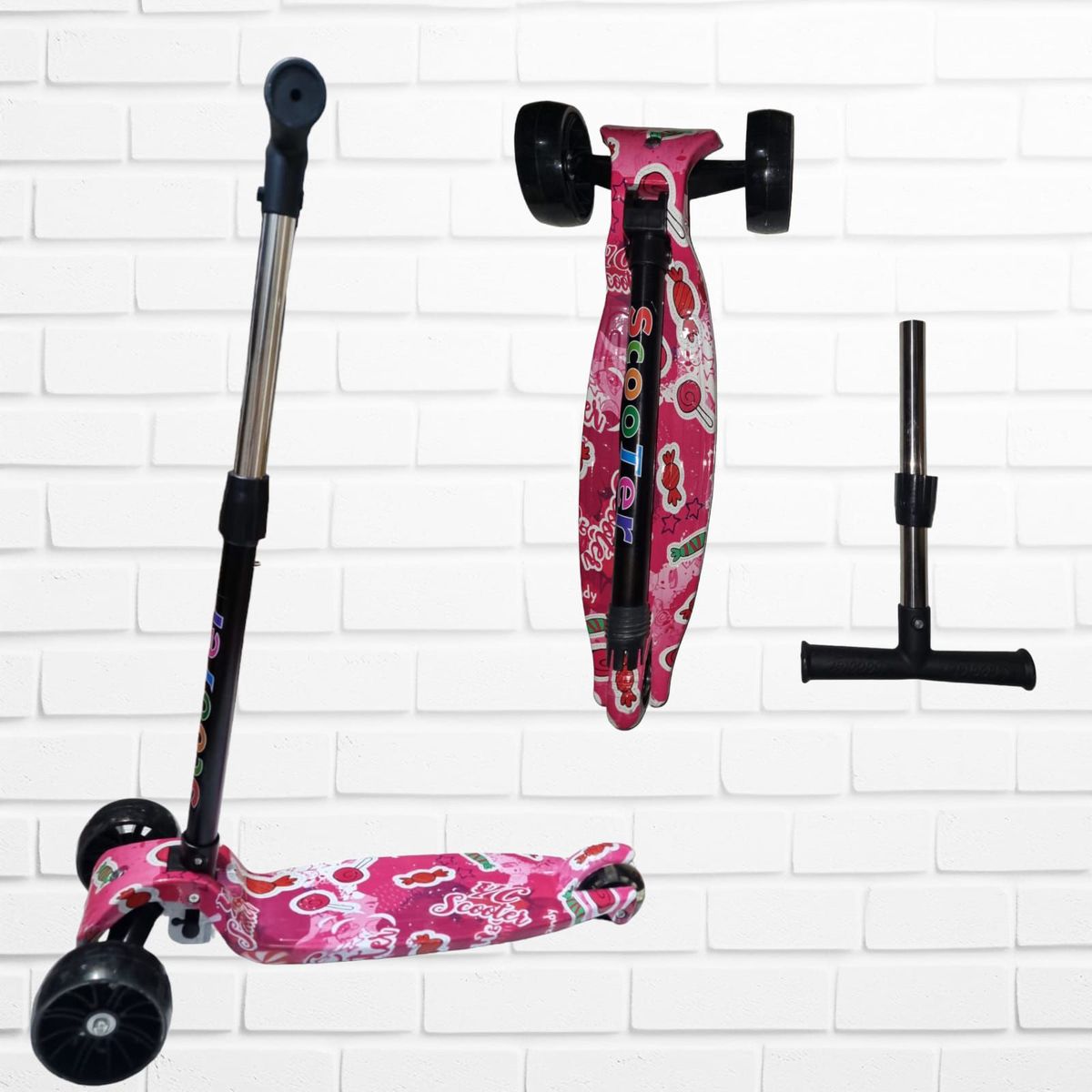 OEM - Scooter Plegable para Niños y Niñas con luces Grafiti