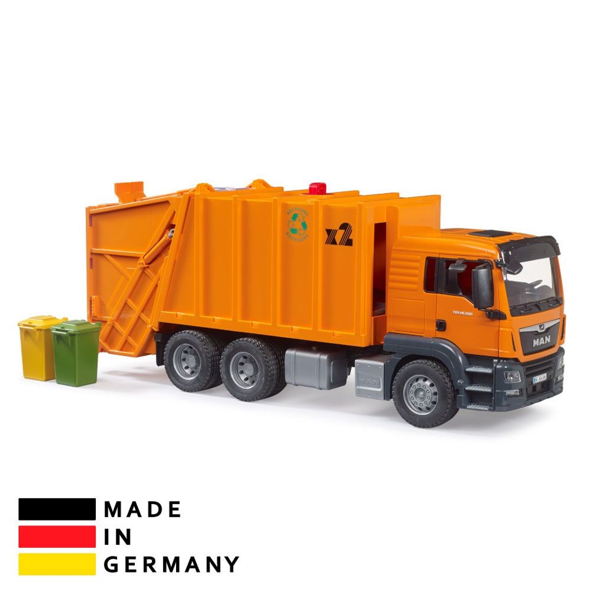 BRUDER - Juguete Camión Recolector Basurero Man Naranja Bruder 03760