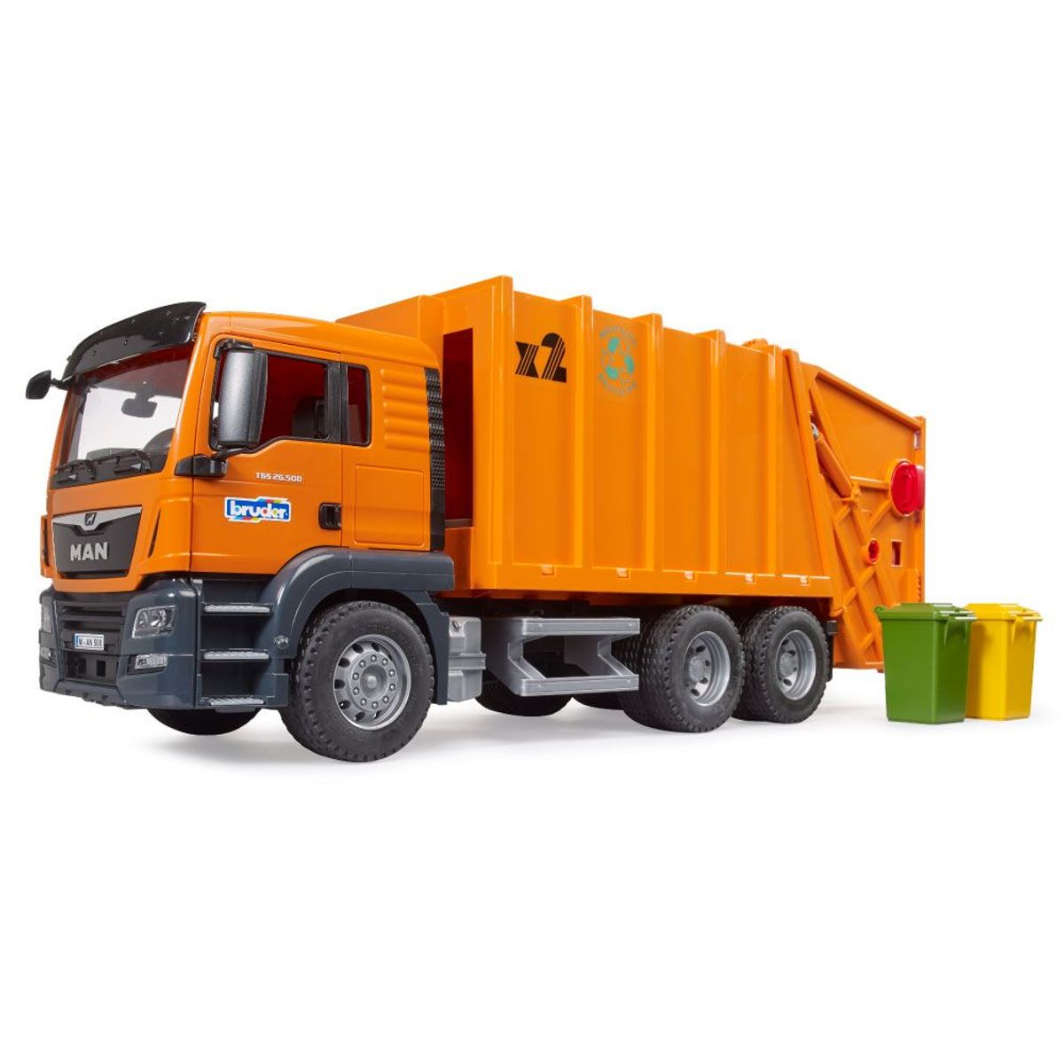 BRUDER - Juguete Camión Recolector Basurero Man Naranja Bruder 03760