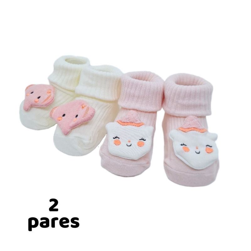 GENERICO - Medias 3D caritas para bebes 2 pares mod4