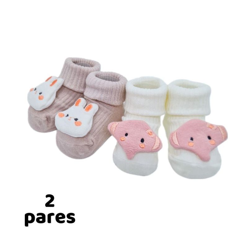 GENERICO - Medias 3D caritas para bebes 2 pares mod5