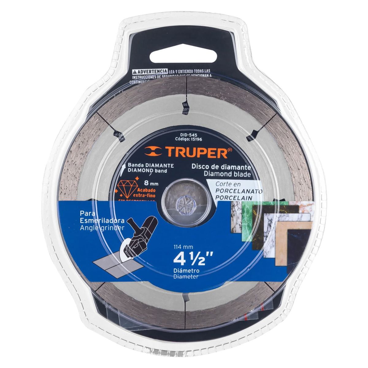 TRUPER - Disco de corte para porcelanato, concreto, disco diamantado  4-1/2"