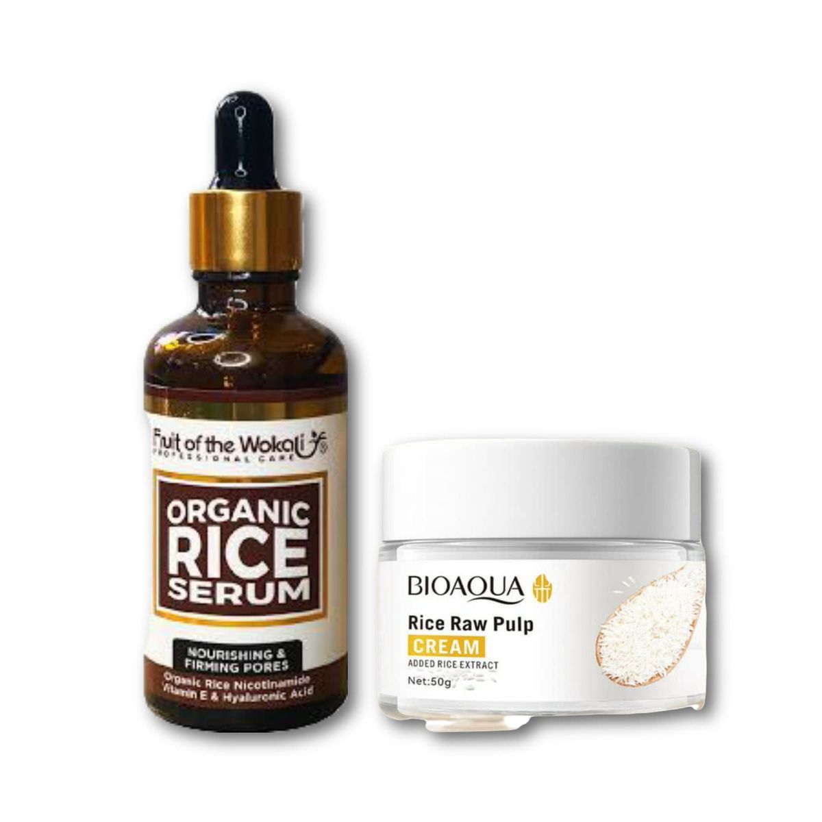 BIOAQUA - PACK 1 SERUM DE ARROZ ACLARANTE 50ML- 1 CREMA DE ARROZ ACLARANTE 50G