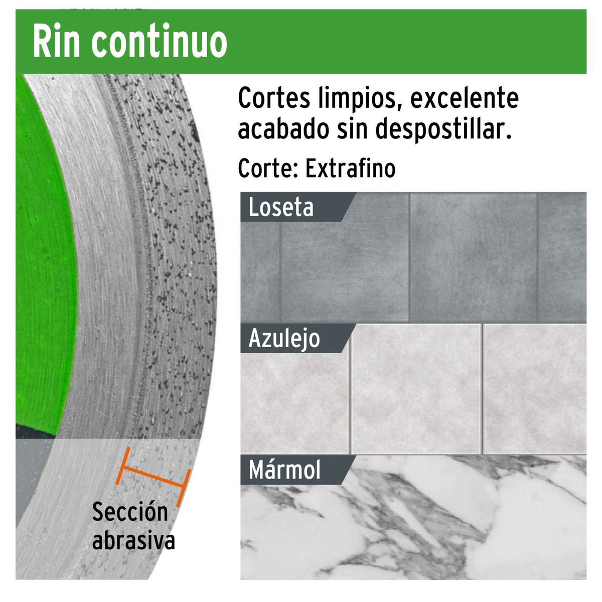 TRUPER - Disco de diamante de 4-1/2" x 1.6 mm disco para concreto porcelanato