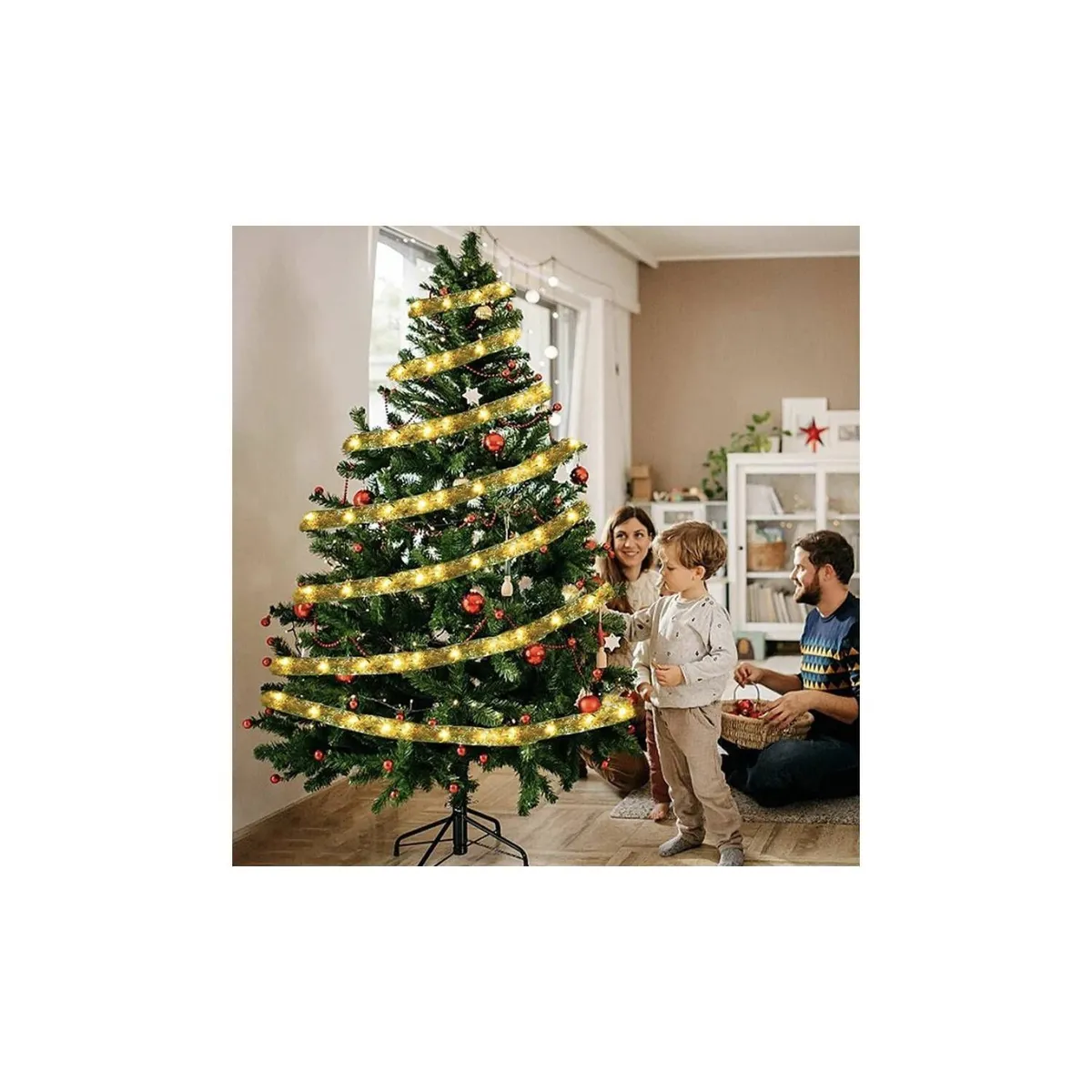 GENERICO - CINTA DECORATIVA LED DE NAVIDAD DORADO