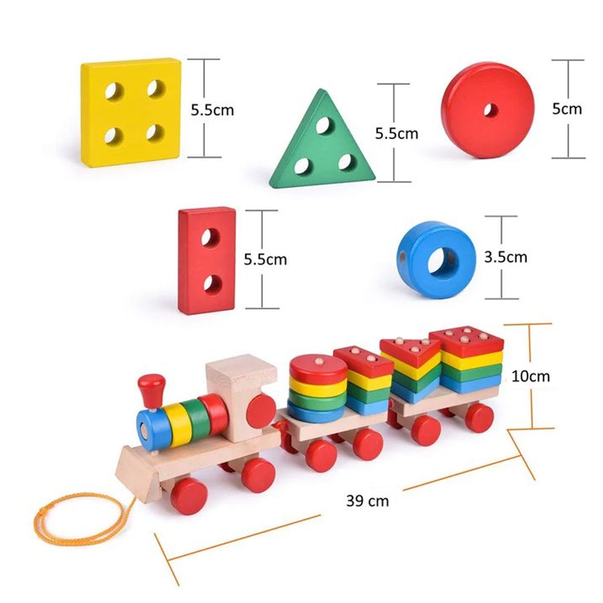 GENERICO - Tren de Madera Didáctico con Figuras Geométricas