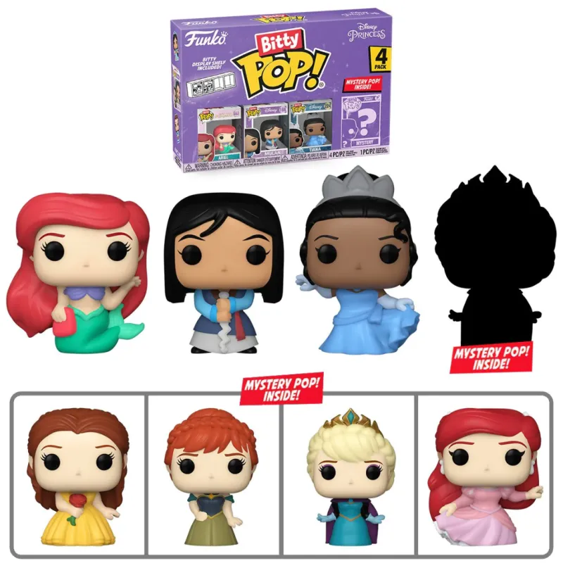 FUNKO - Miniaturas Funko Bitty Pop Disney Princess Ariel 4pk
