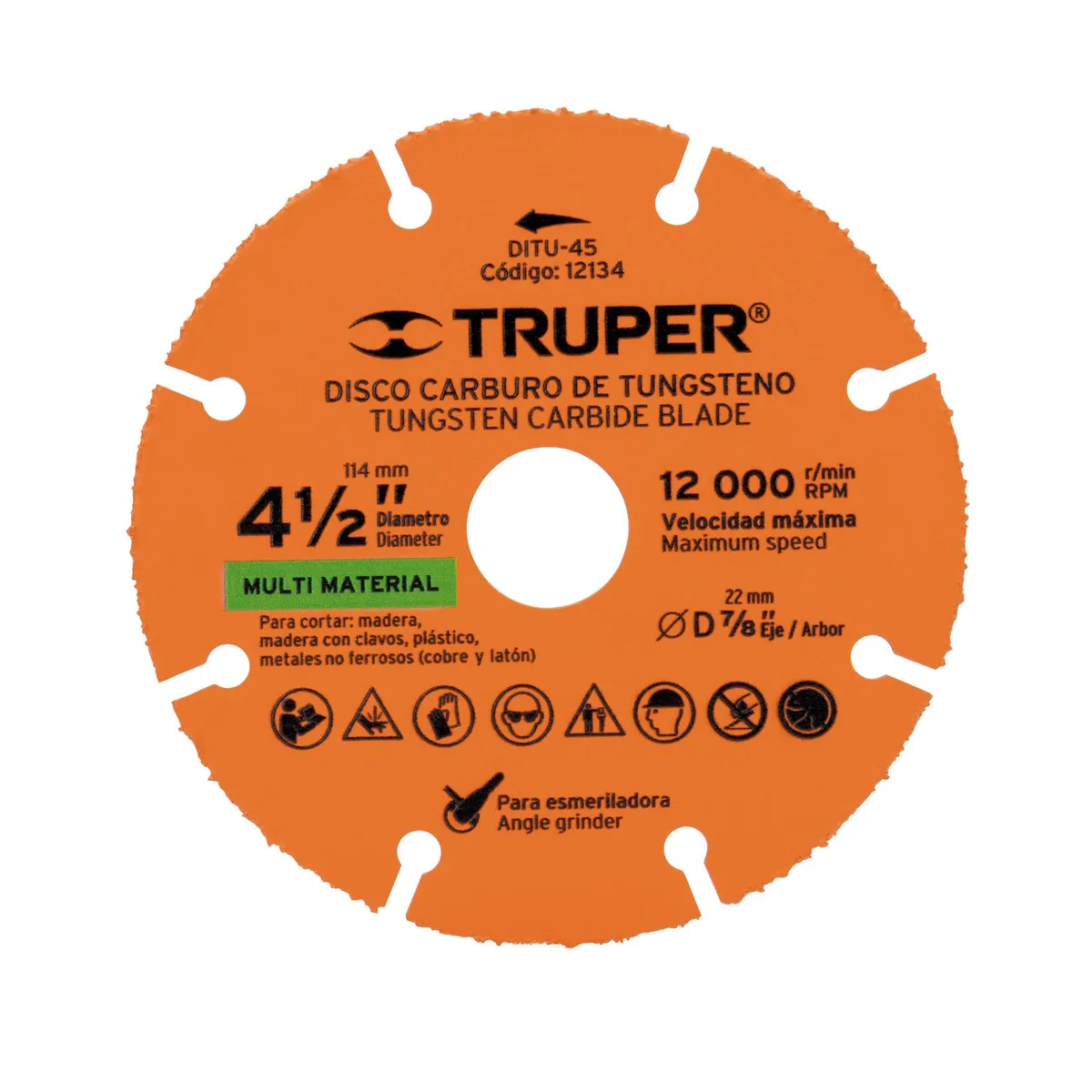 TRUPER - Disco de corte 4-12 multimaterial de carburo de tungsteno Truper
