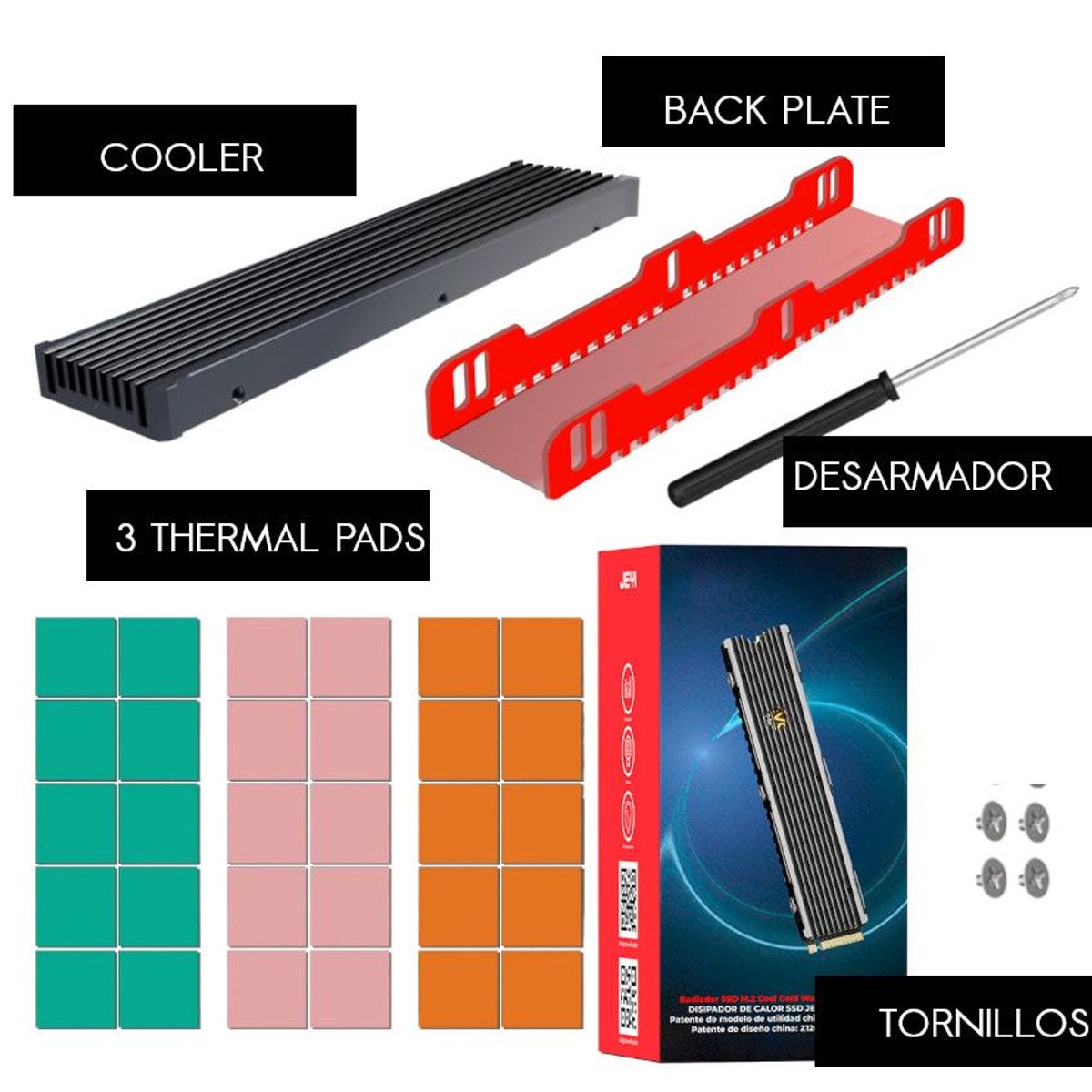 GENERICO - Refrigeración DISIPADOR CALOR M2 M2 COOLER 3 THERMAL PAD BACK PLATE