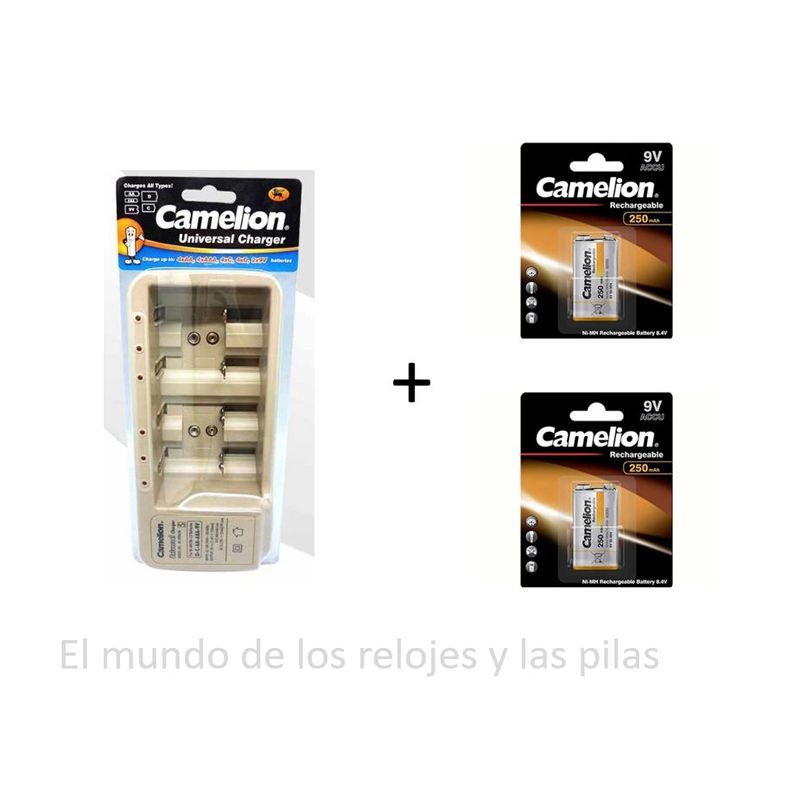 GENERICO - PACK CARGADOR UNIVERSAL BC-0906SM + 2 BATERIA 9V 250mAh RECARGABLES