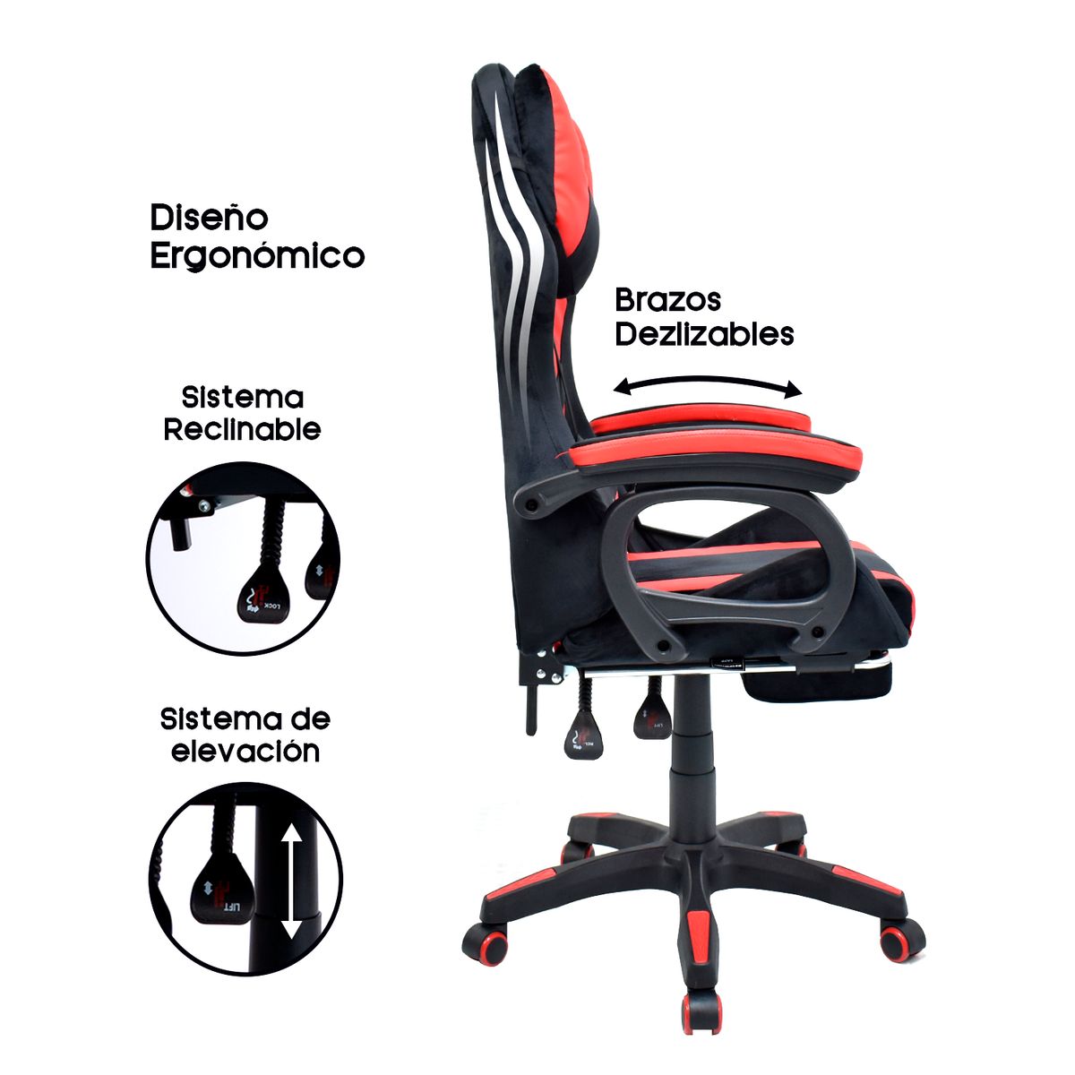 EXTINGTION - Silla Gamer Extingtion Sapp Gamuza-Cuerina Color Rojo