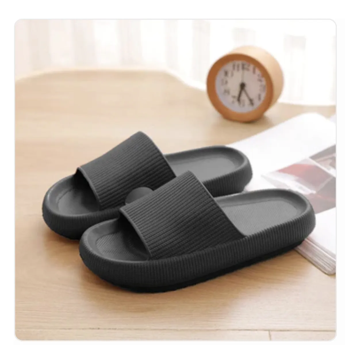 AURELA - CloudSlides™ - Sandalias Pantuflas Cómodas y Ligeras 34 - 35 Negro