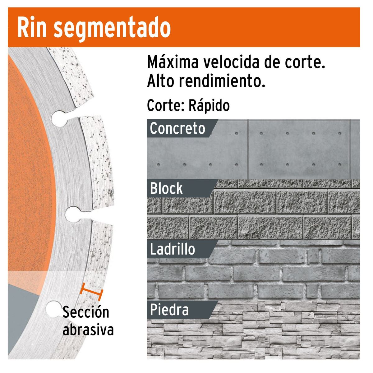TRUPER - Disco diamantado de 4-1/2" x 1.6 mm disco para concreto porcelanato