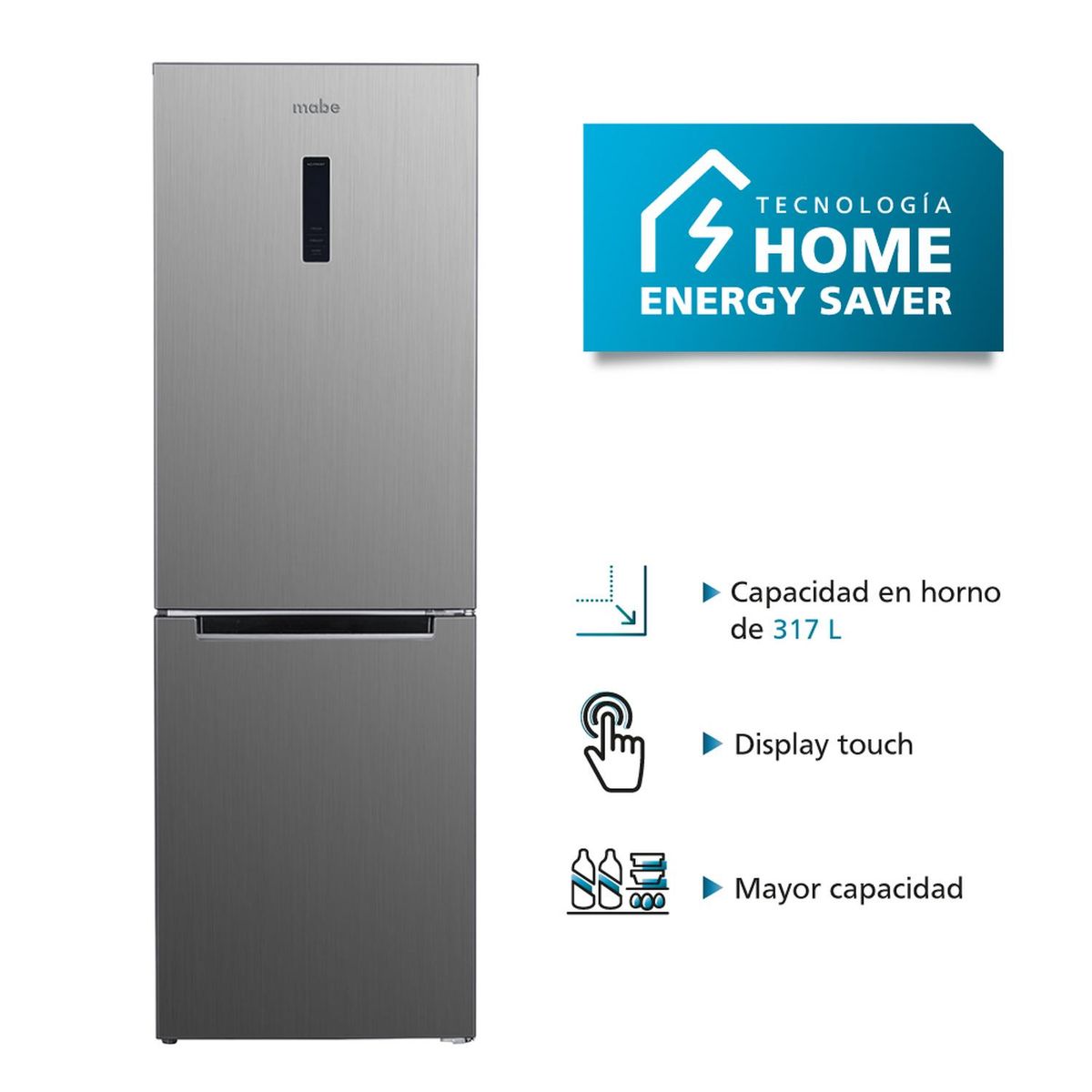 MABE - Refrigerador Bottom Freezer 317 L Netos Inox Mabe - RMB315PTPRO0