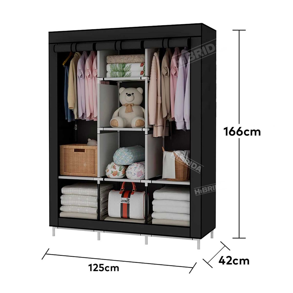 GENERICO - ROPERO ARMABLE 3 CUERPOS ORGANIZADOR DE TELA CLOSET CON DIVISIONES
