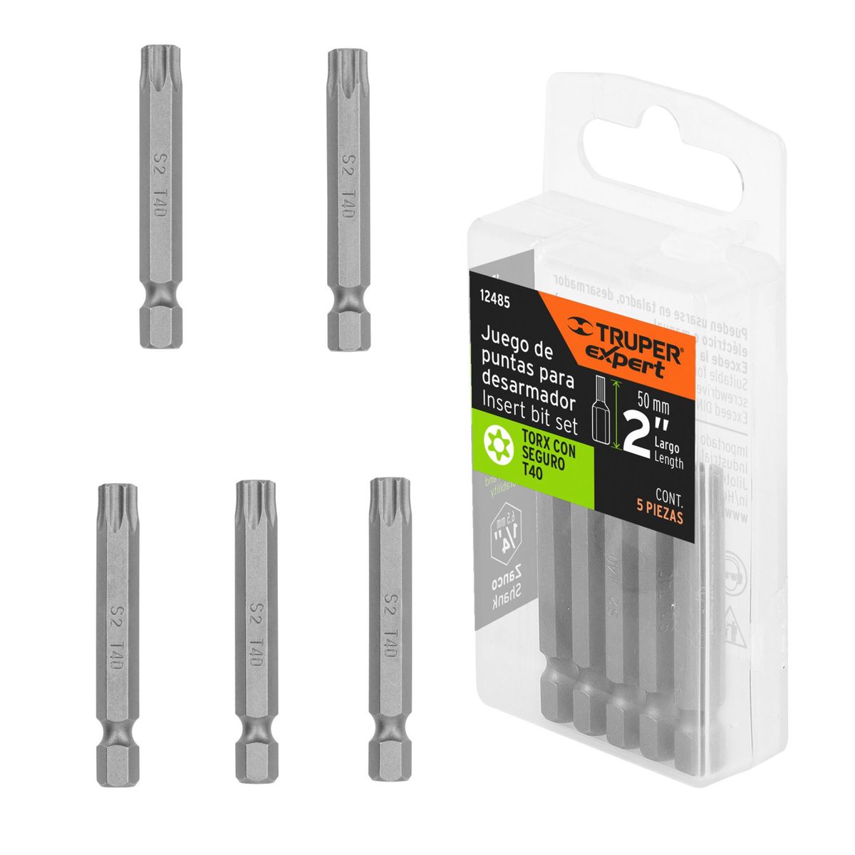 TRUPER - puntas torx 5 unidades  2",  con estuche Truper Expert