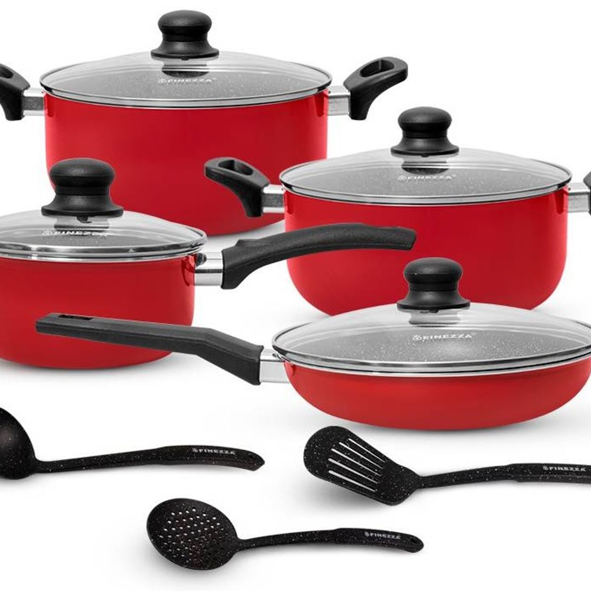 FINEZZA - SET DE OLLAS DE ULTRAGRANITO 11 PZAS FZ-X1705M Rojo