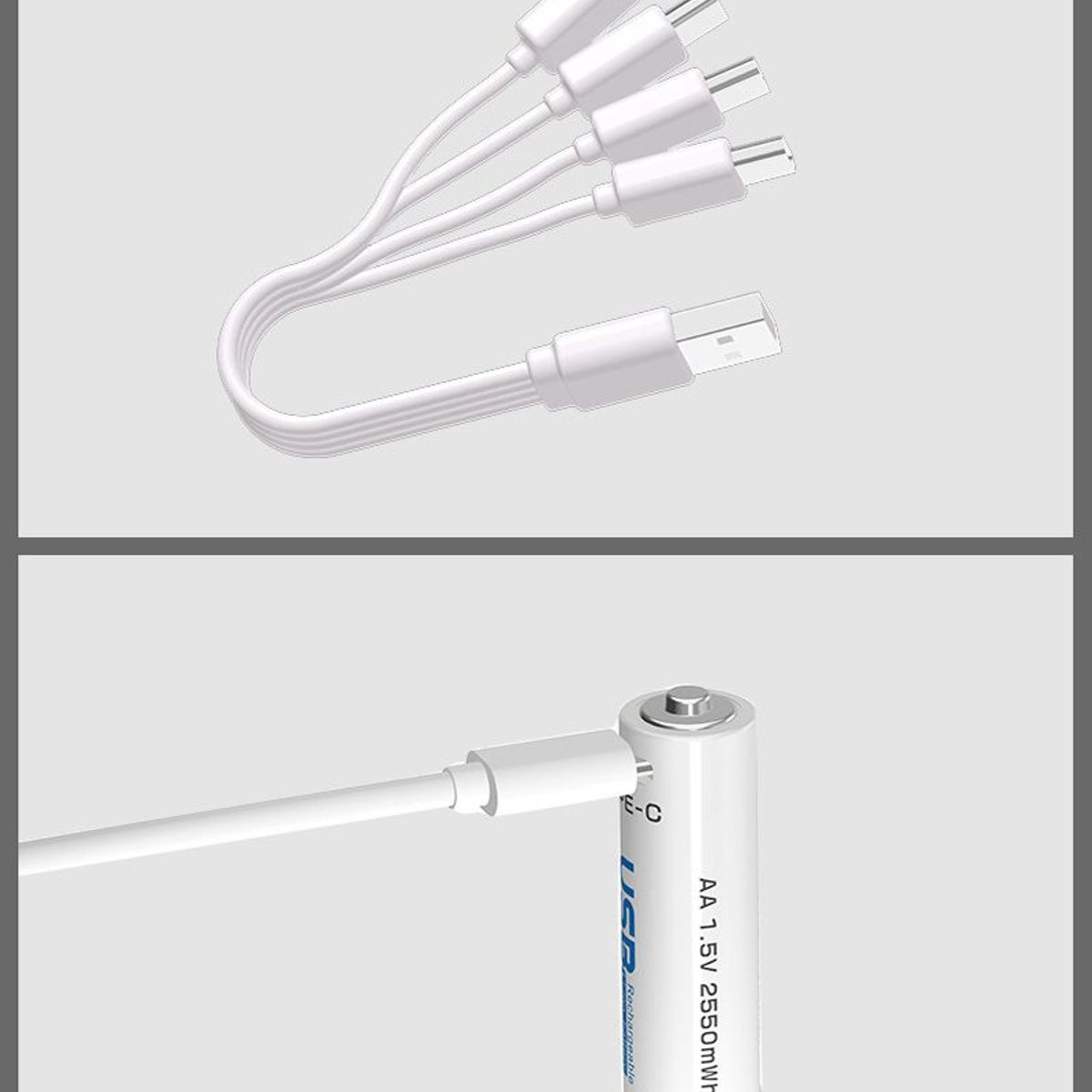 BELICELL - Belicell - Pack de 4 Baterías Recargables de Litio AA USB 2550mWh 1.5V