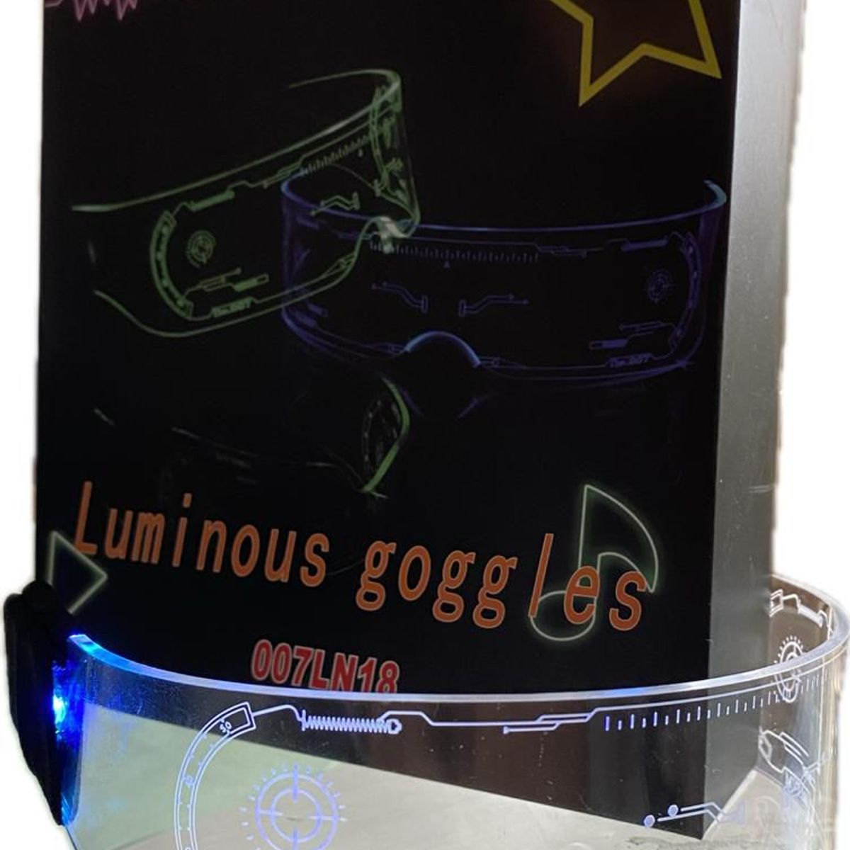 GENERICO - LENTES FUTURISTAS CON LUCES LED PARA FIESTA