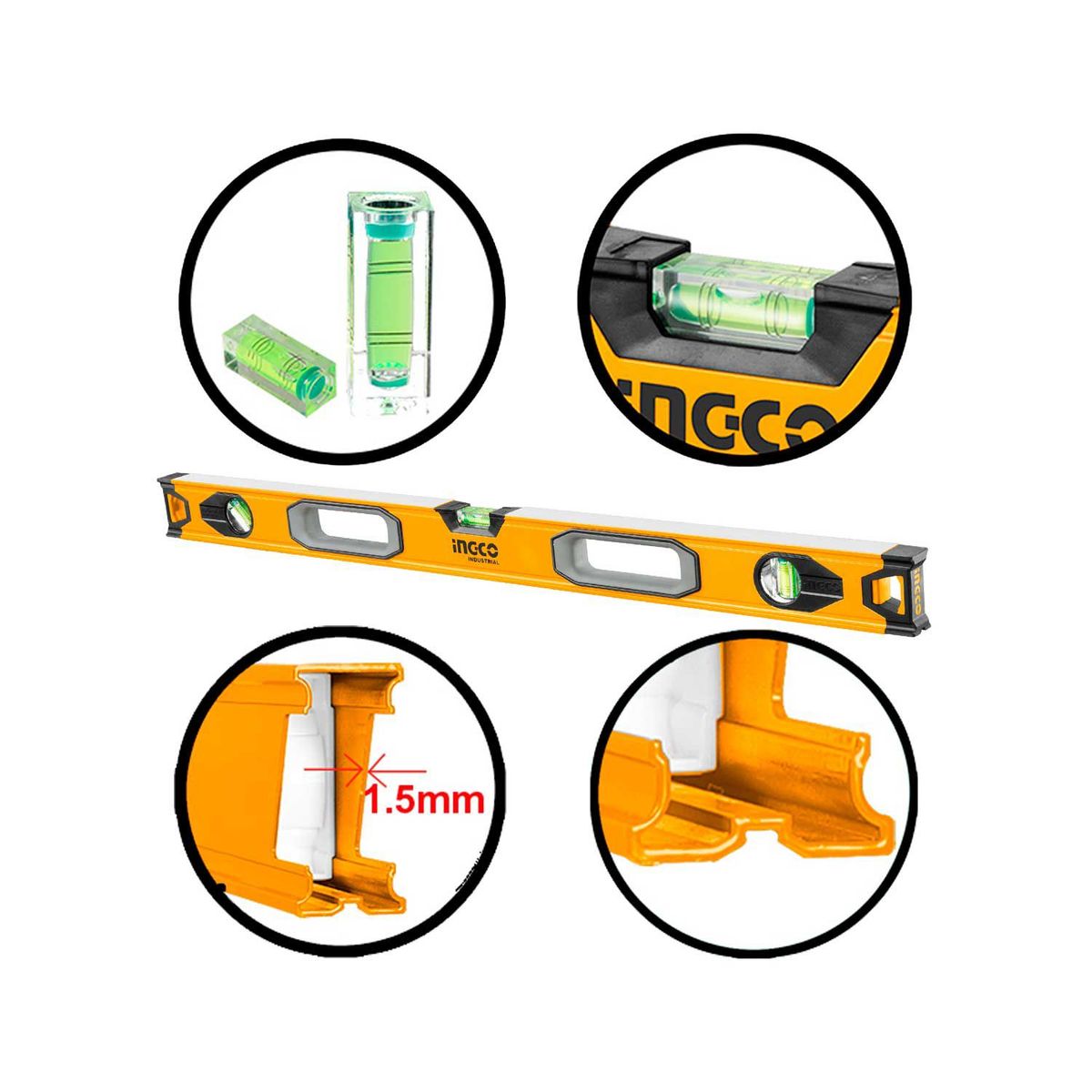 INGCO TOOLS - NIVEL DE ALUMINIO 59 PULGADAS 1.5 METROS INGCO PROFESIONAL