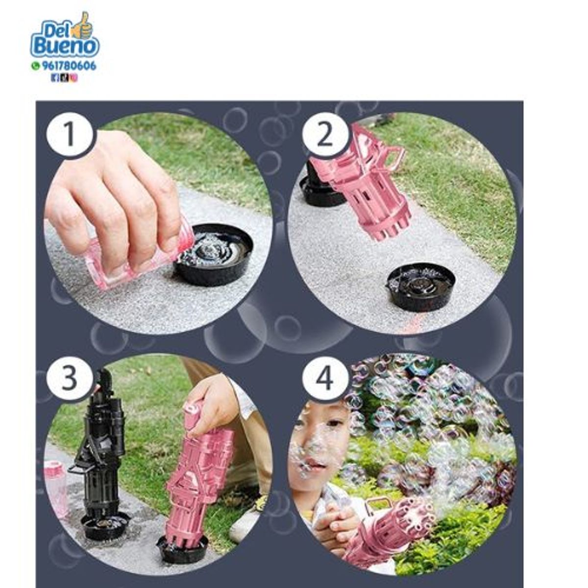 GENERICO - Pistola Burbuja Grande 21 Agujeros con Luz Led - AZUL