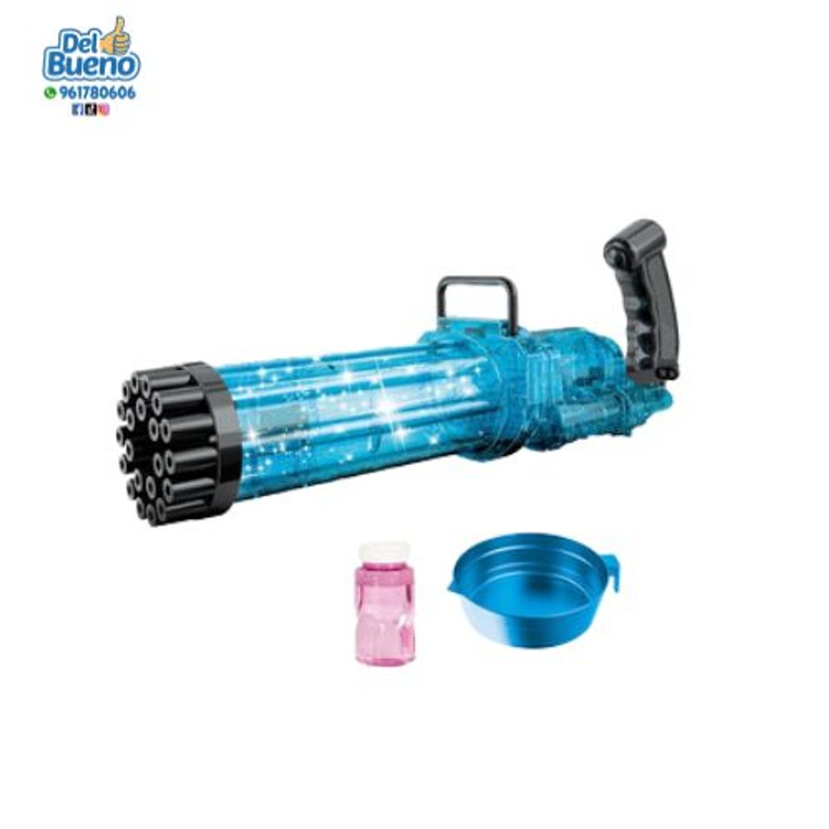 GENERICO - Pistola Burbuja Grande 21 Agujeros con Luz Led - AZUL