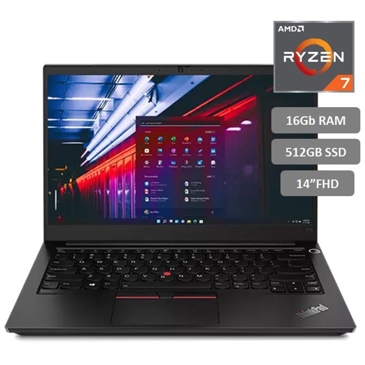 LENOVO - Lenovo Thinkpad E14, AMD Ryzen 7 4700u, 16GB RAM, 512GB SSD, Pantalla 14", Windows10 Pro.
