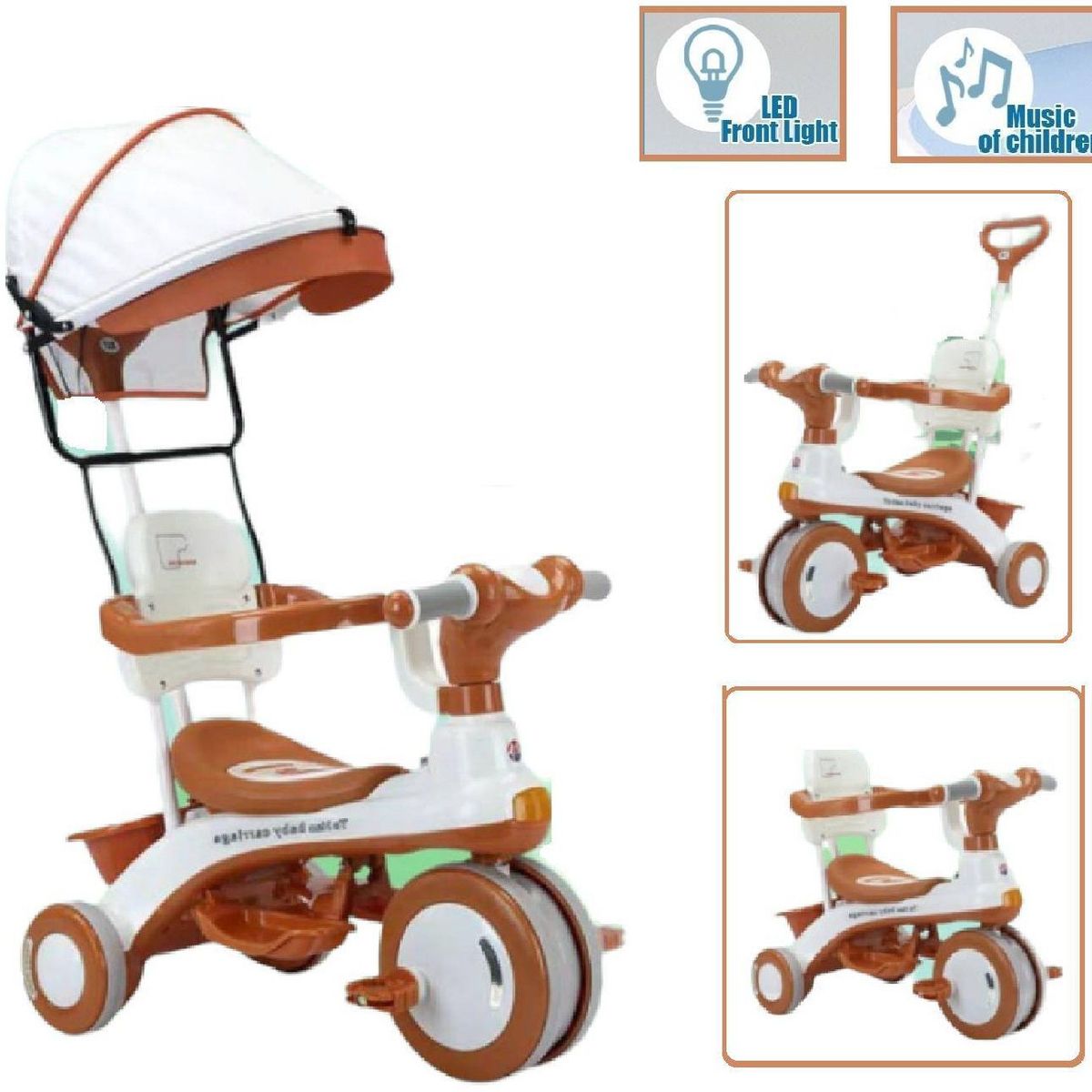 GENERICO - Triciclo con luces musical Pavo - Marron