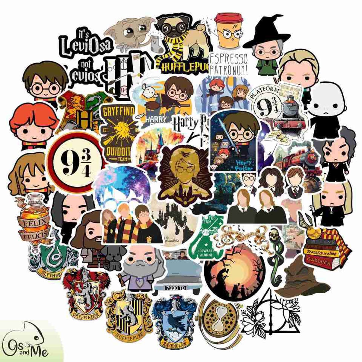 GENERICO - Sticker Harry Potter pack 50 pegatinas magicas resistente al agua