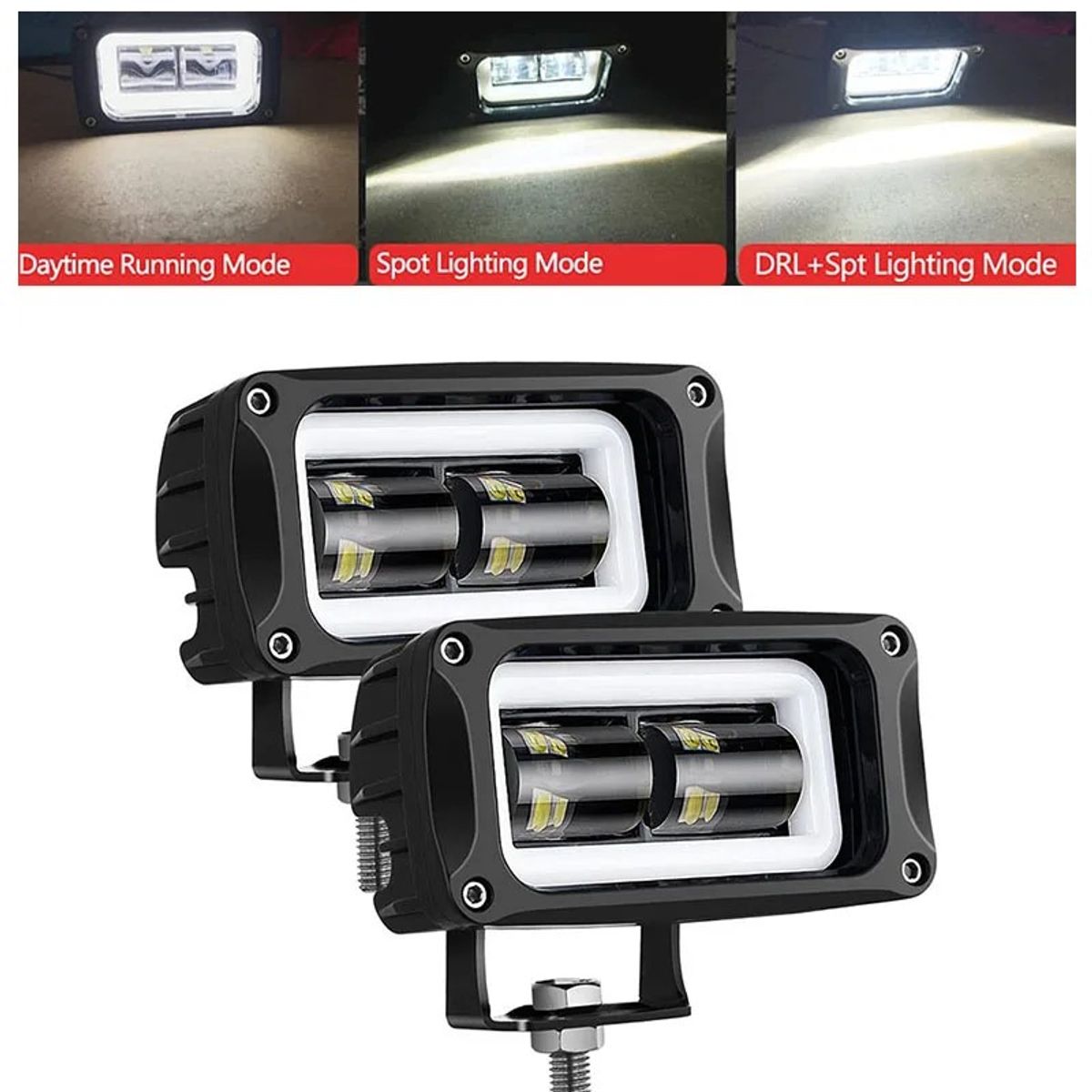 GENERICO - Par Faro Led Neblinero Rectangular Original 8D Direccional