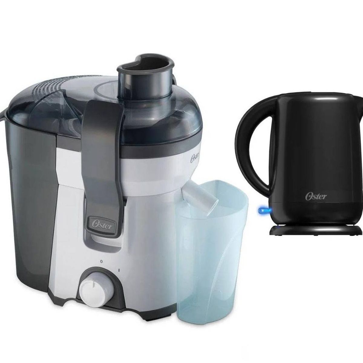 OSTER - Combo Extractor de jugos 400W Blanco y Hervidor Eléctrico Negro Oster