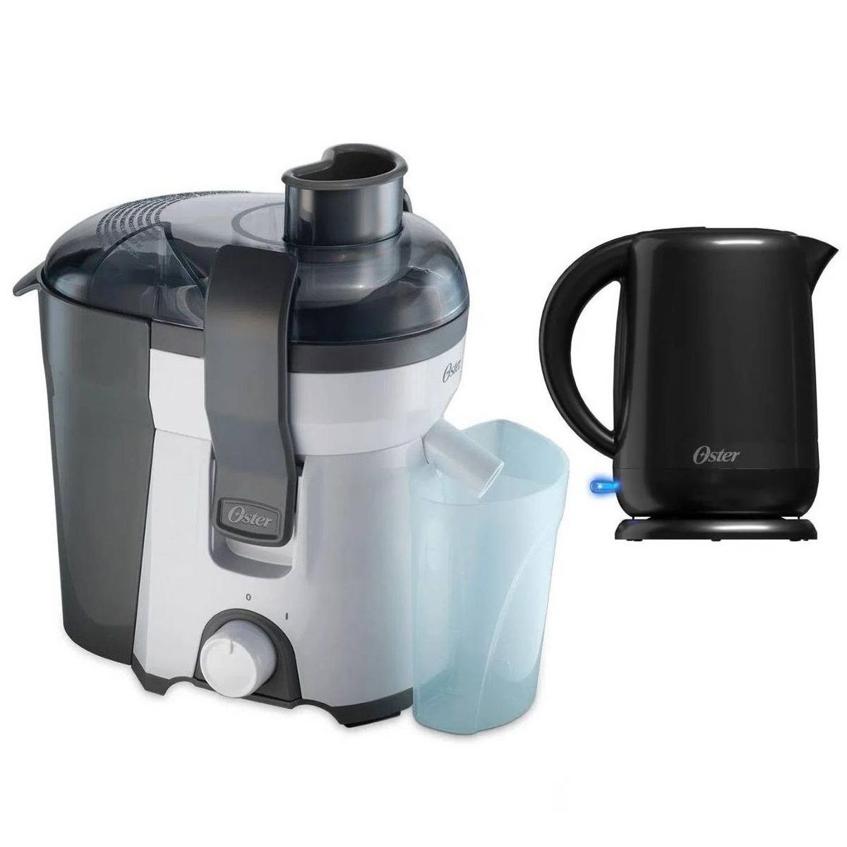 OSTER - Combo Extractor de jugos 400W Blanco y Hervidor Eléctrico Negro Oster