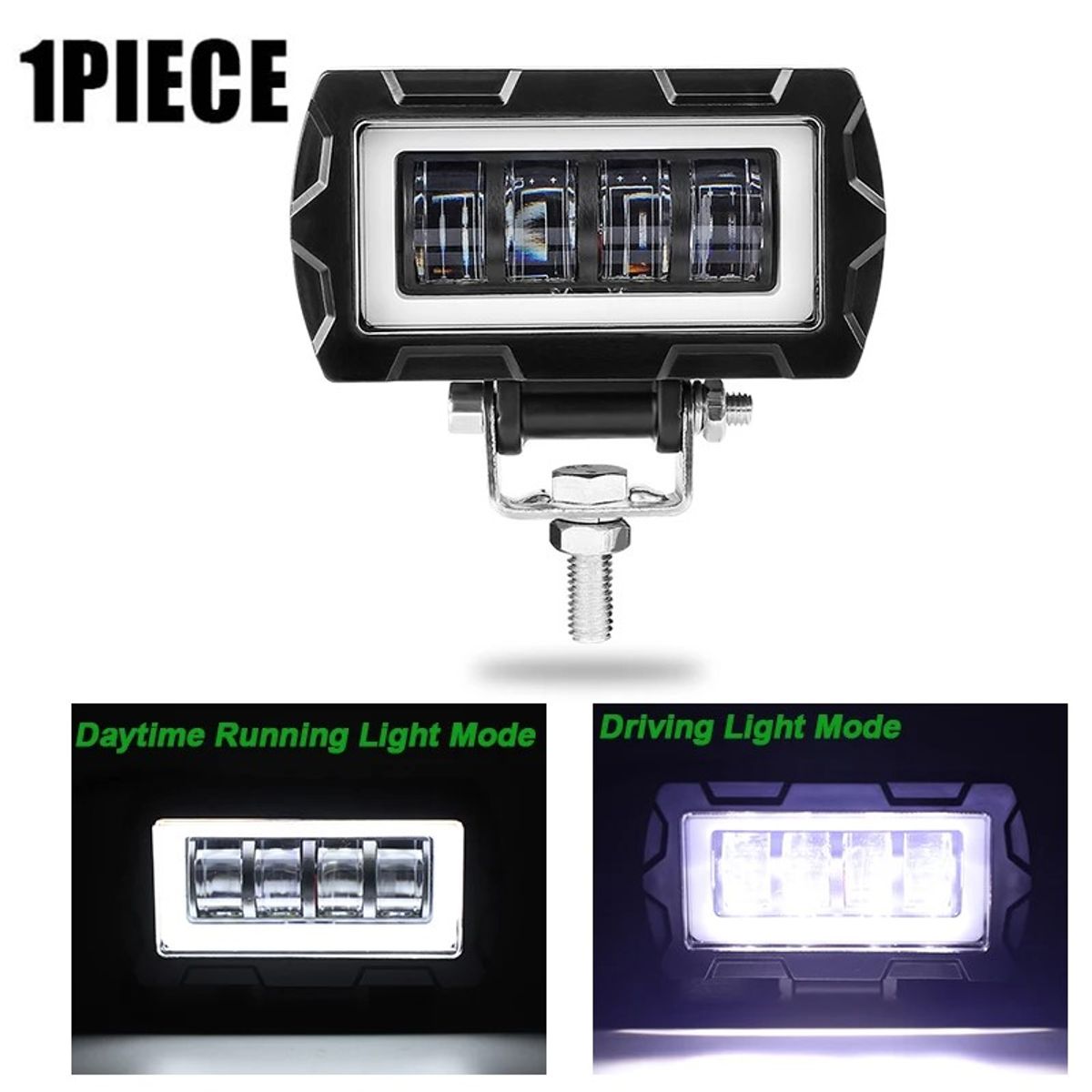 GENERICO - Faro 8 Led Luz Blanco y Ambar con Ojo de Ángel 8D