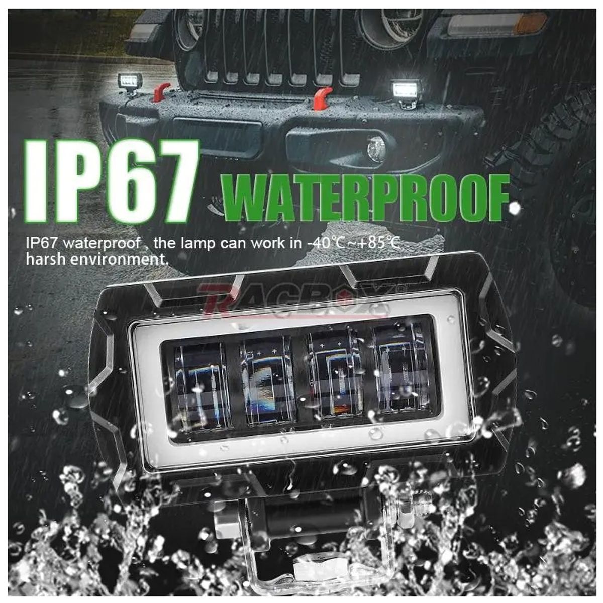 GENERICO - Faro 8 Led Luz Blanco y Ambar con Ojo de Ángel 8D