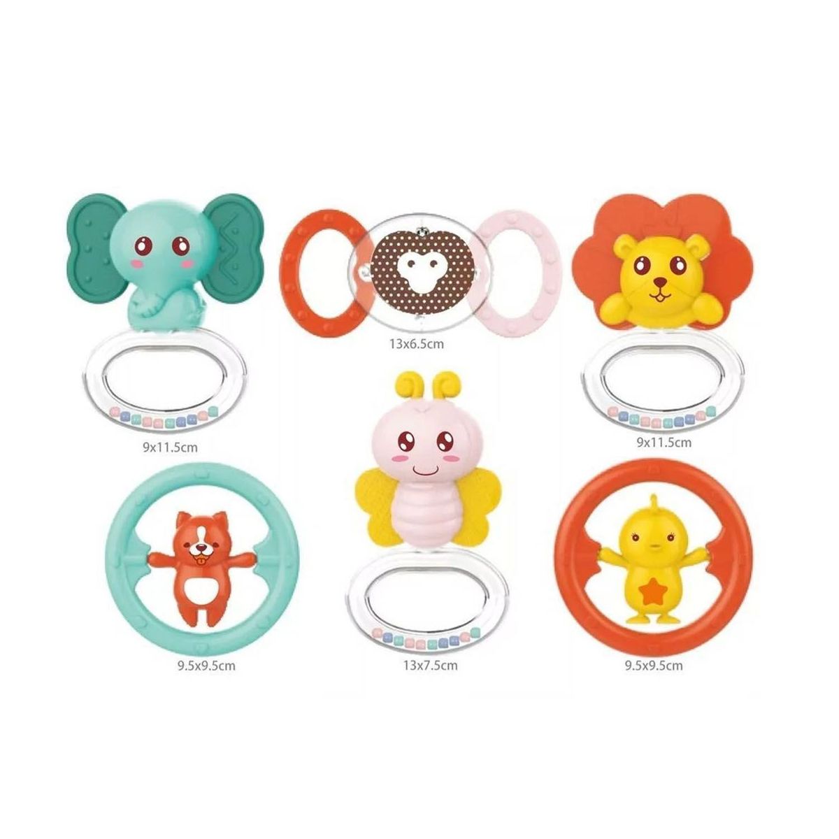 HUANGER - Kit Mordedor Sonajero x 6 Piezas HE0132