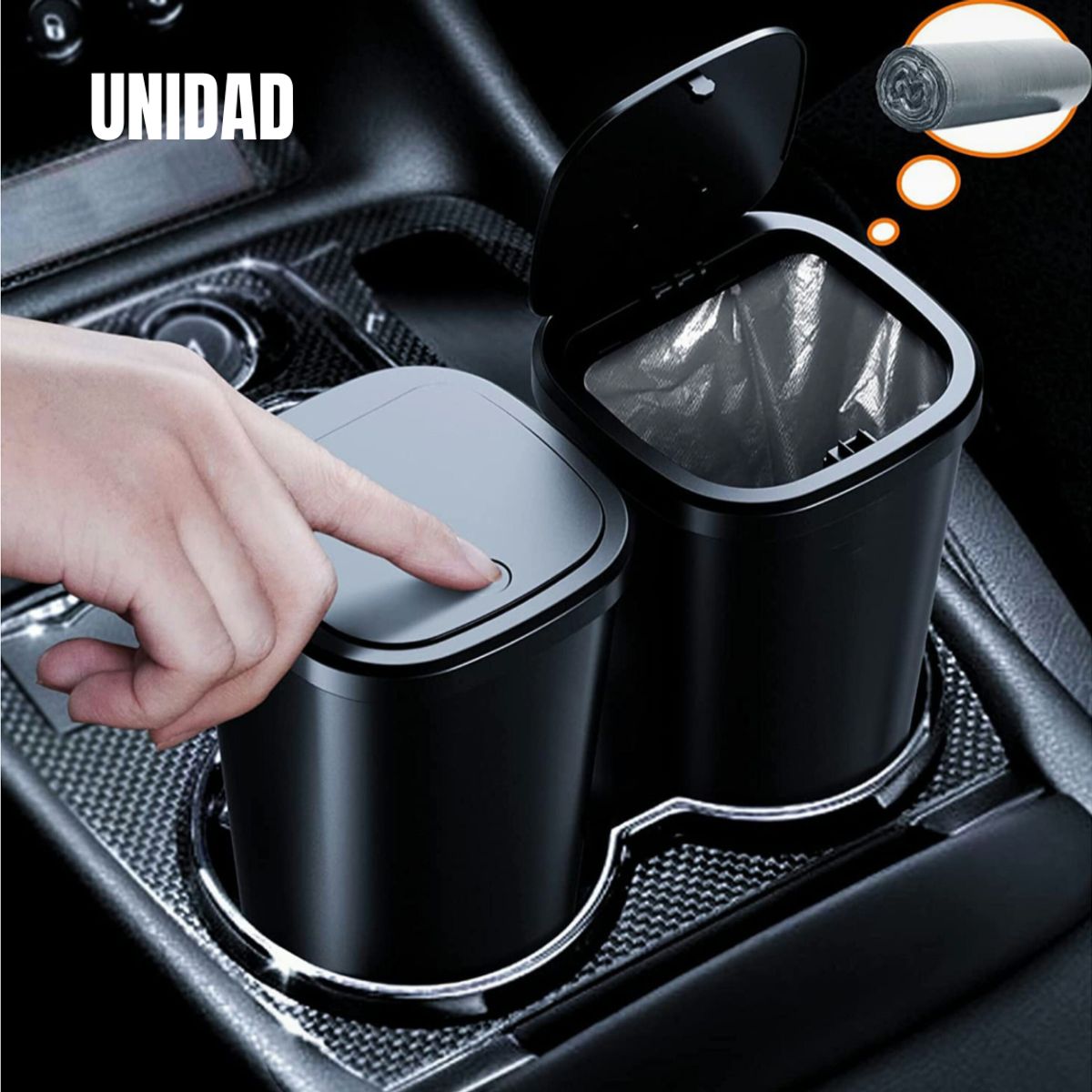 GENERICO - Tacho de Basura Para Auto y Oficina Botón Pulsador + Bolsas
