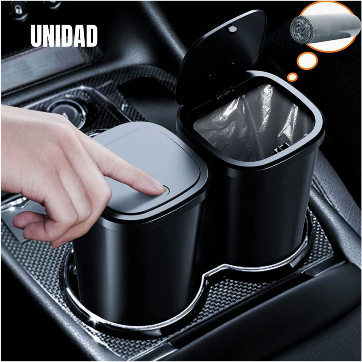 GENERICO - Tacho de Basura Para Auto y Oficina Botón Pulsador + Bolsas