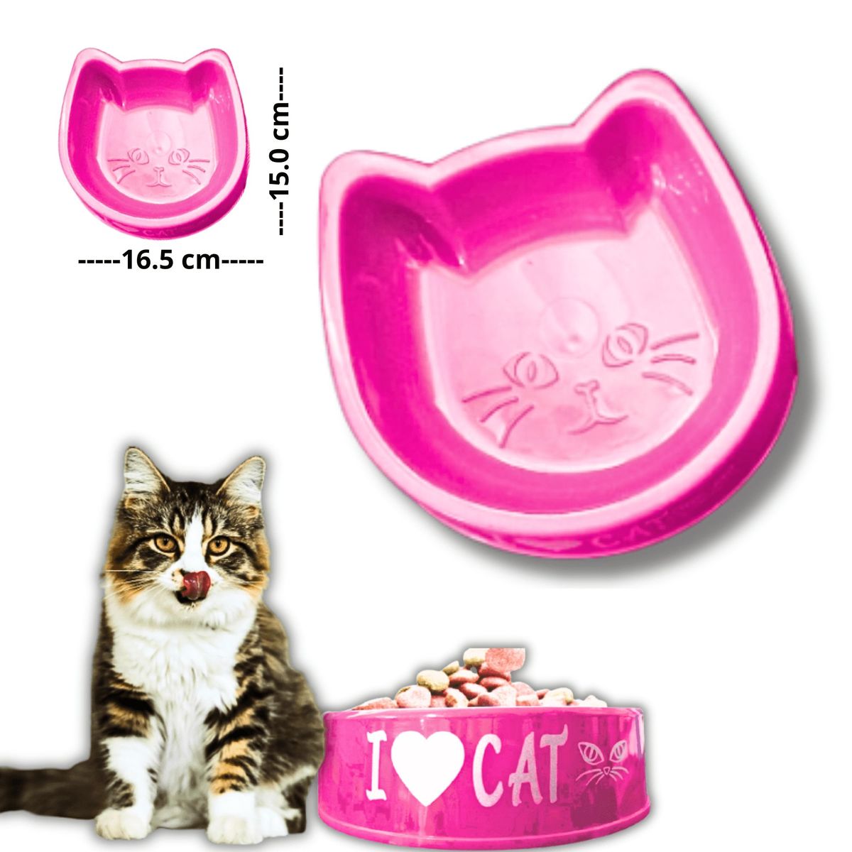 GENERICO - PLATO PARA MASCOTA DISEÑO GATO FUCSIA