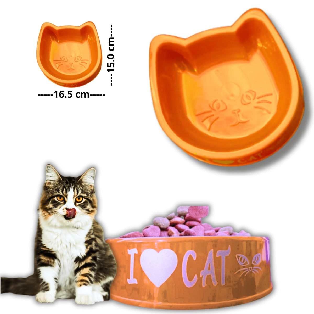 GENERICO - PLATO PARA MASCOTA DISEÑO GATO ANARANJADO