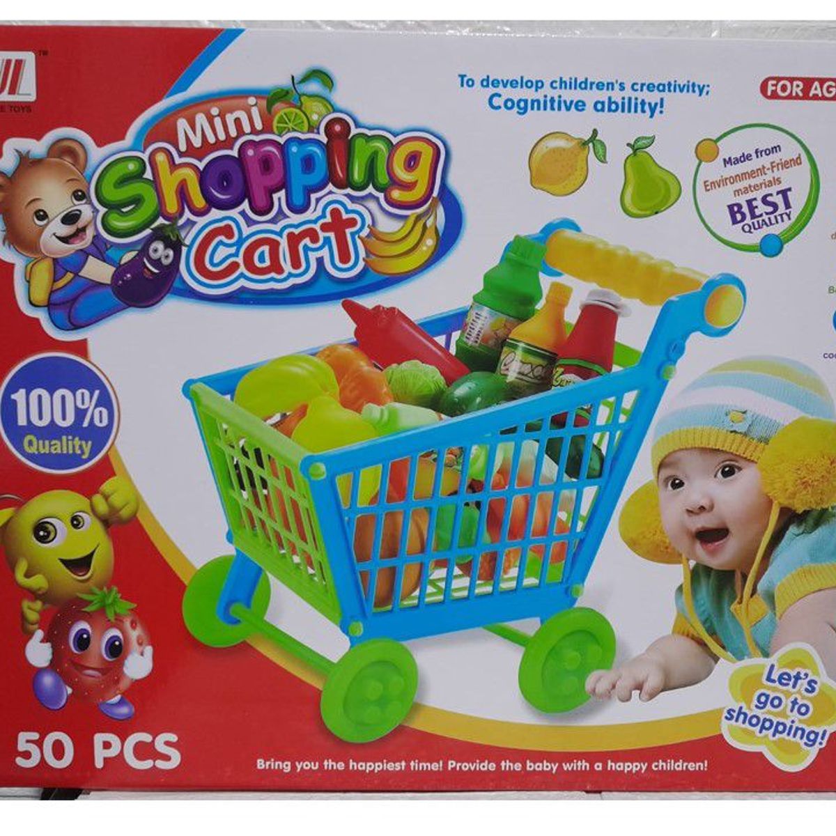 GENERICO - Carrito de Compras Supermercado de Juguete para Niños 50pcs