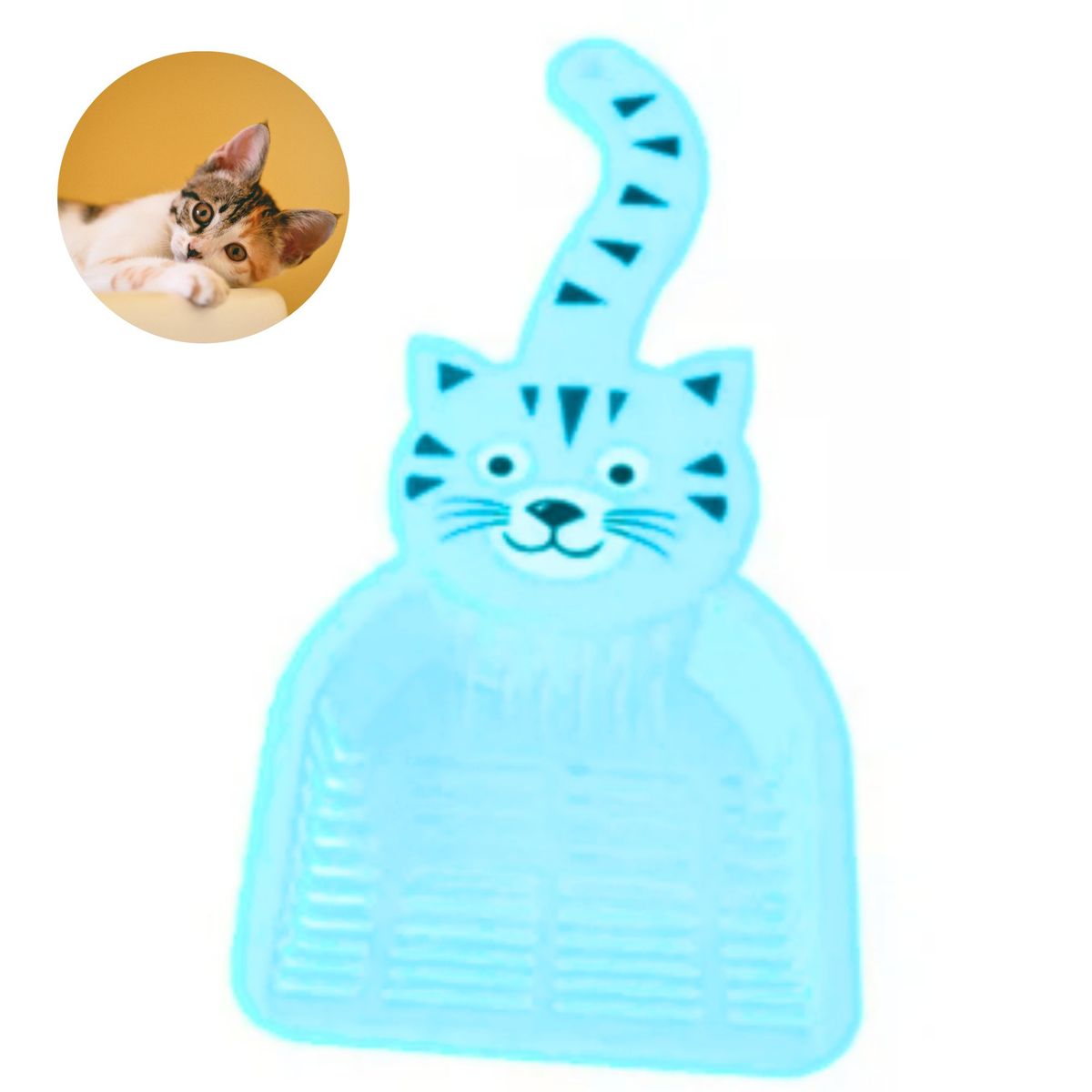 GENERICO - PALA RECOGEDOR PARA ARENA DE GATOS CELESTE.