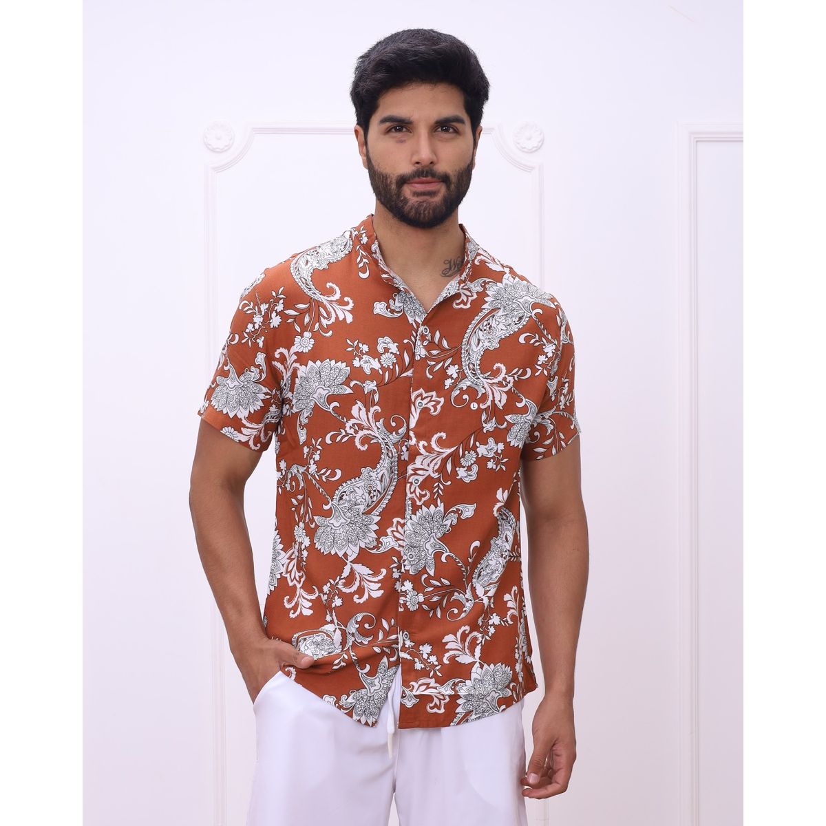 DM DEXMEN - Camisa dexmen mao floreado Terracota