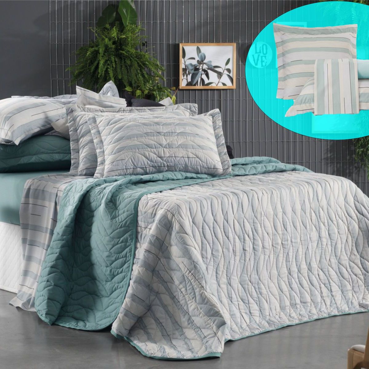 ALTENBURG - cubrecama satinado  juego de sabanas 1.5 Plz - DELTA