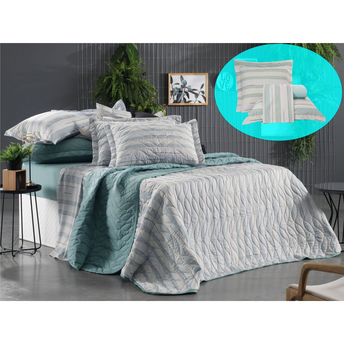 ALTENBURG - cubrecama satinado  juego de sabanas 1.5 Plz - DELTA